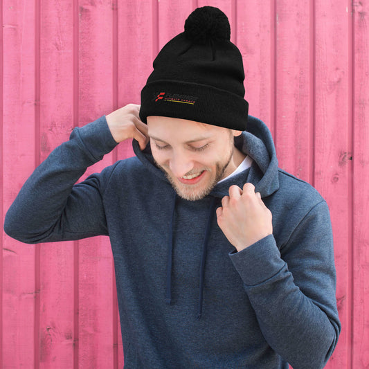 Fleming's Embroidered Pom-Pom Beanie